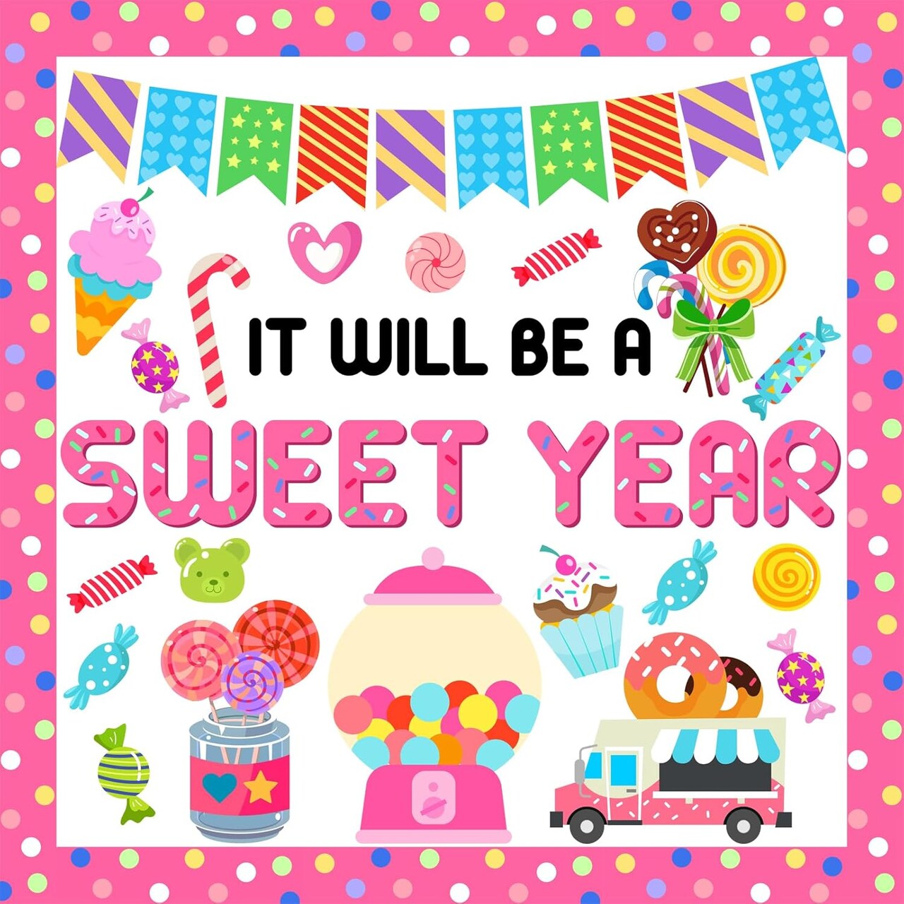 Classroom Candy Bulletin Board Decoration Set Sweet Candyland Cutouts Ice